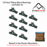 (10) UCP205-16 Solid Base Pillow Block Bearing 1" Bore Self Aligning 2 Bolt