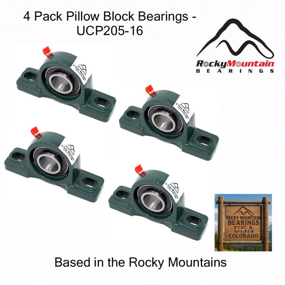 (4) UCP205-16 Solid Base Pillow Block Bearing 1
