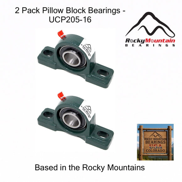 (2) UCP205-16 Solid Base Pillow Block Bearing 1
