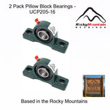 (2) UCP205-16 Solid Base Pillow Block Bearing 1" Bore Self Aligning 2 Bolt